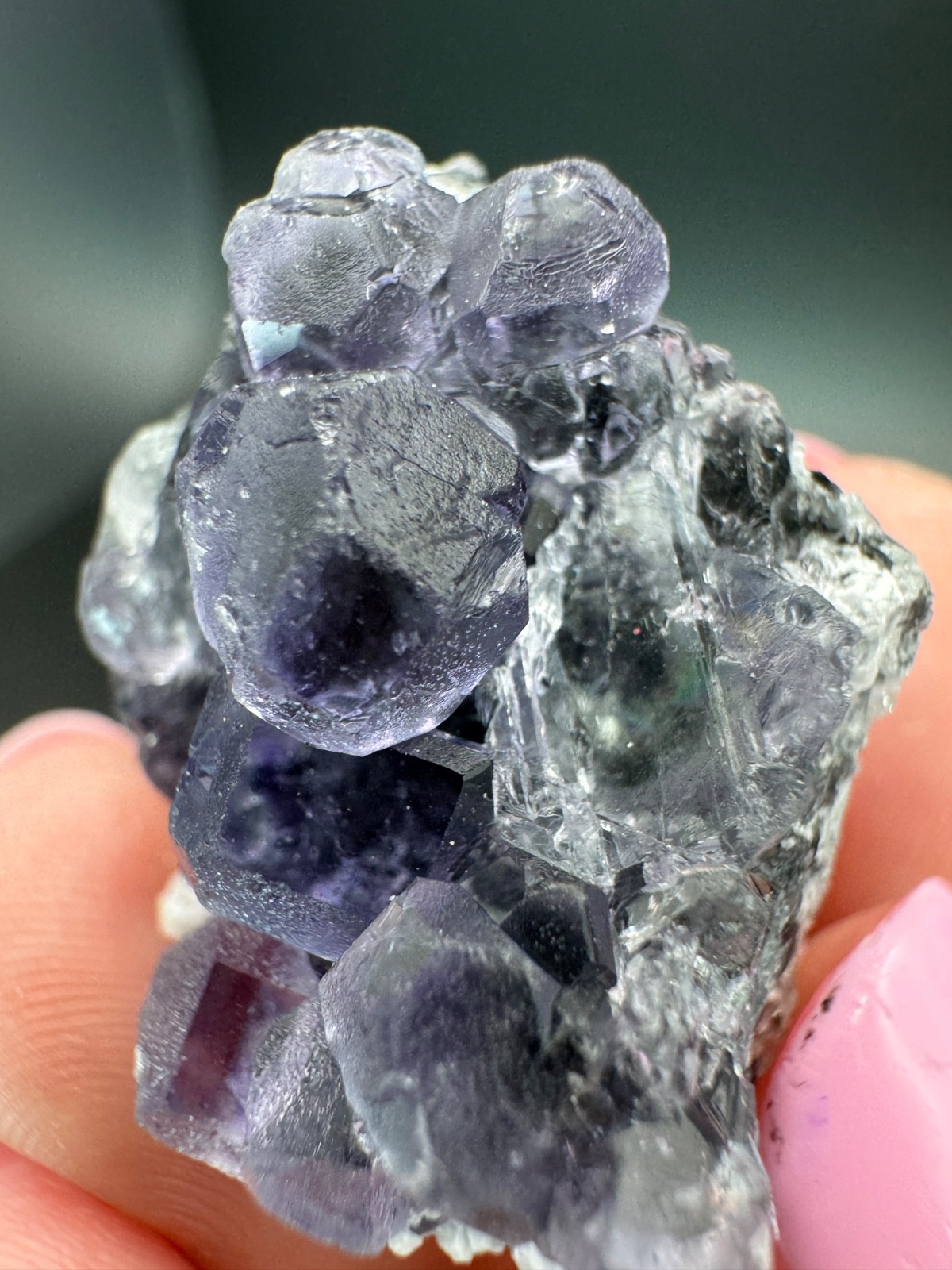 6837 Purple Tanzanite Fluorite with Quartz in Perky Box Fu Jian 12g