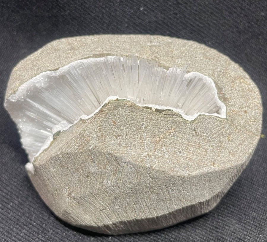 Stunning scolecite spray inside in matrix W/ natural formation of geode