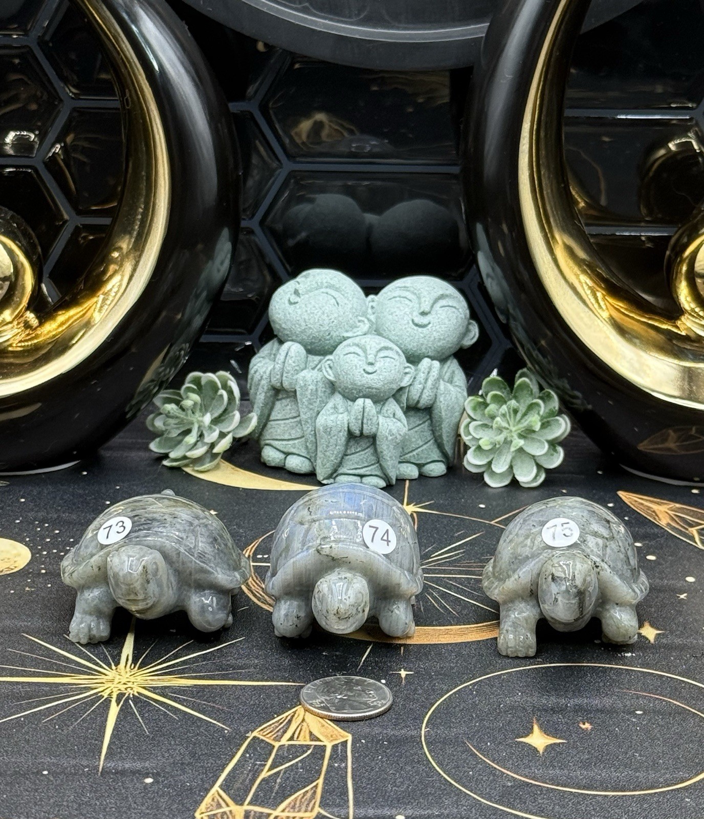 Natural Labradorite Land Turtle carvings Free shipping & Gift