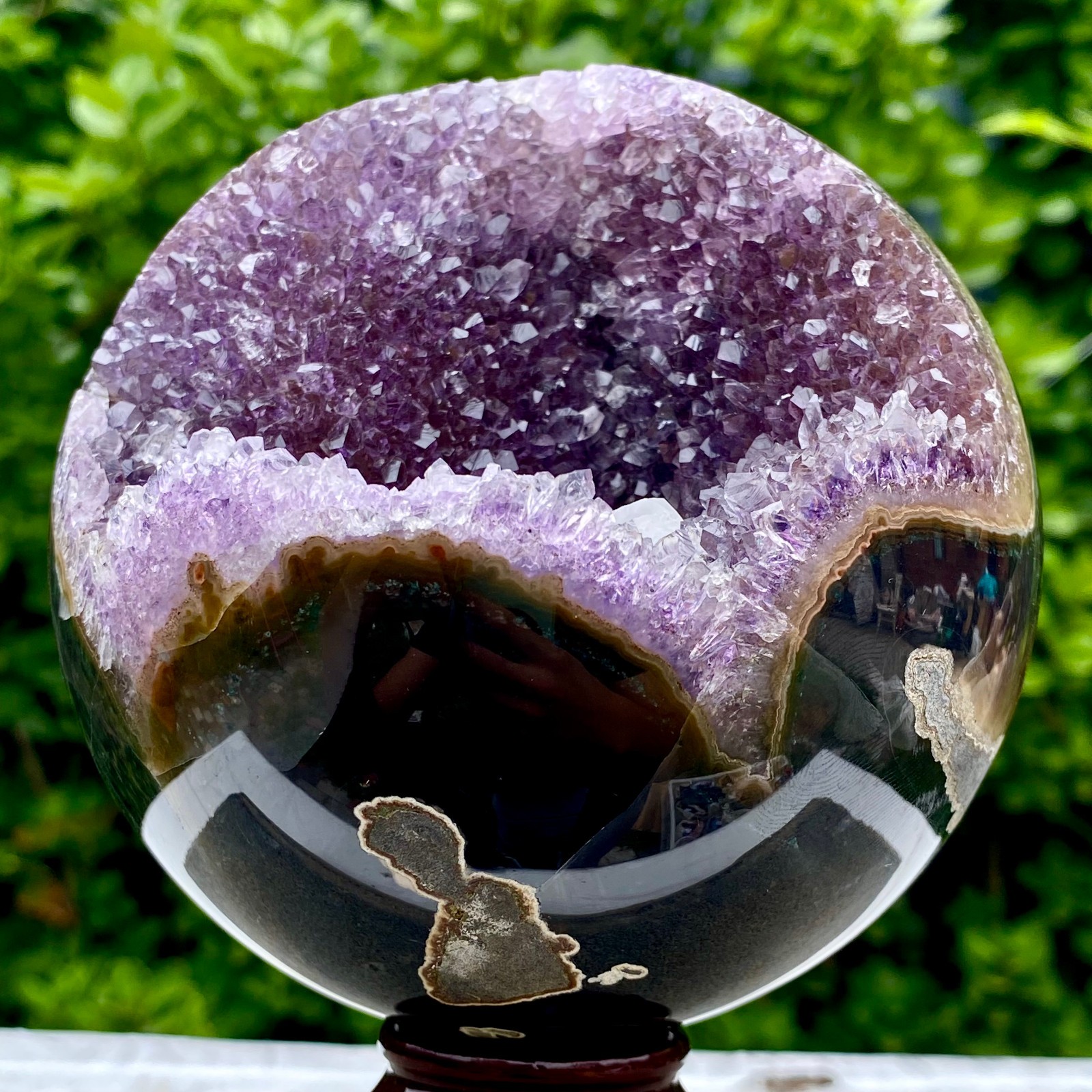 3.9LB Amethyst Agate Sphere Polished Healing Crystal Ball Home Feng Shui Ornam