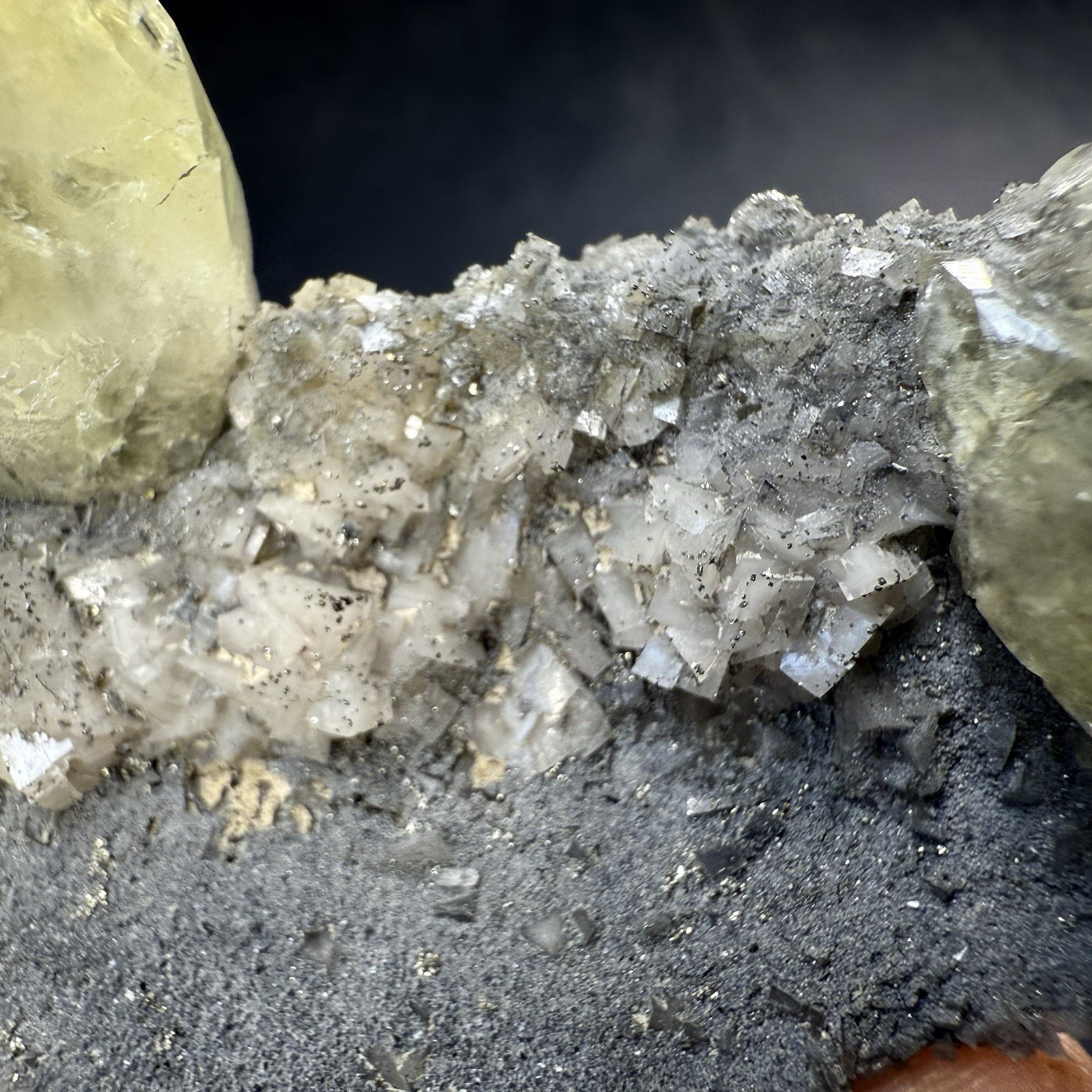 Calcite Crystals with Chalcopyrite Pyrite & Dolomite on Matrix / Missouri