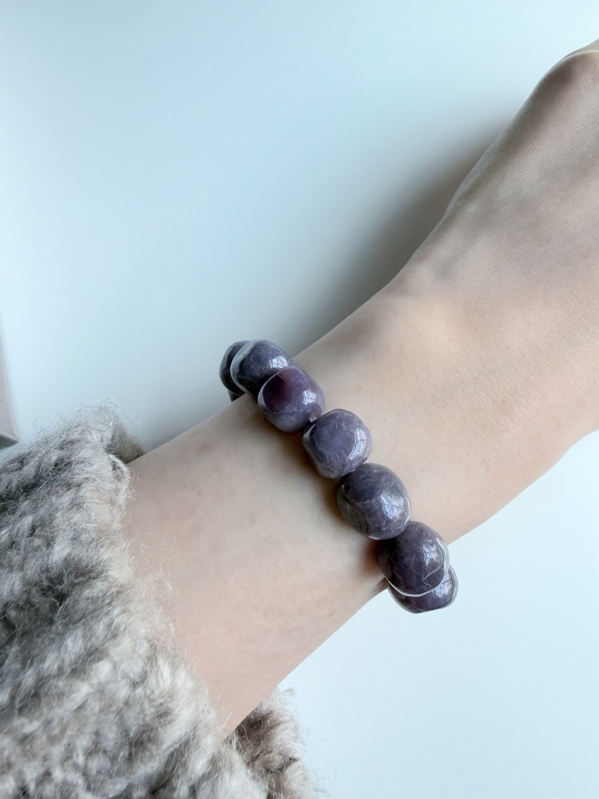 Rare Madagascar Purple Rose Quartz Nugget Cube Bracelet: 10-11mm | No Spacer
