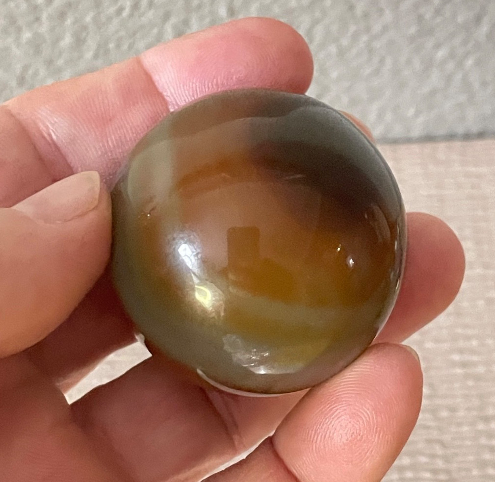 Hand Faceted Polished 45 mm Banded Agate Sphere