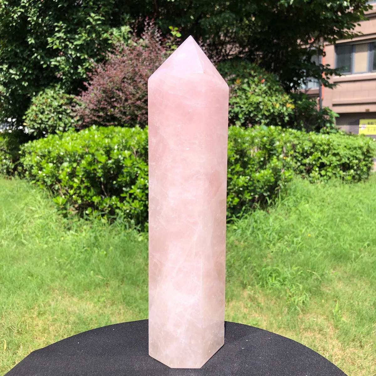 4.79LB Natural rose quartz obelisk pink crystal tower point healing decor