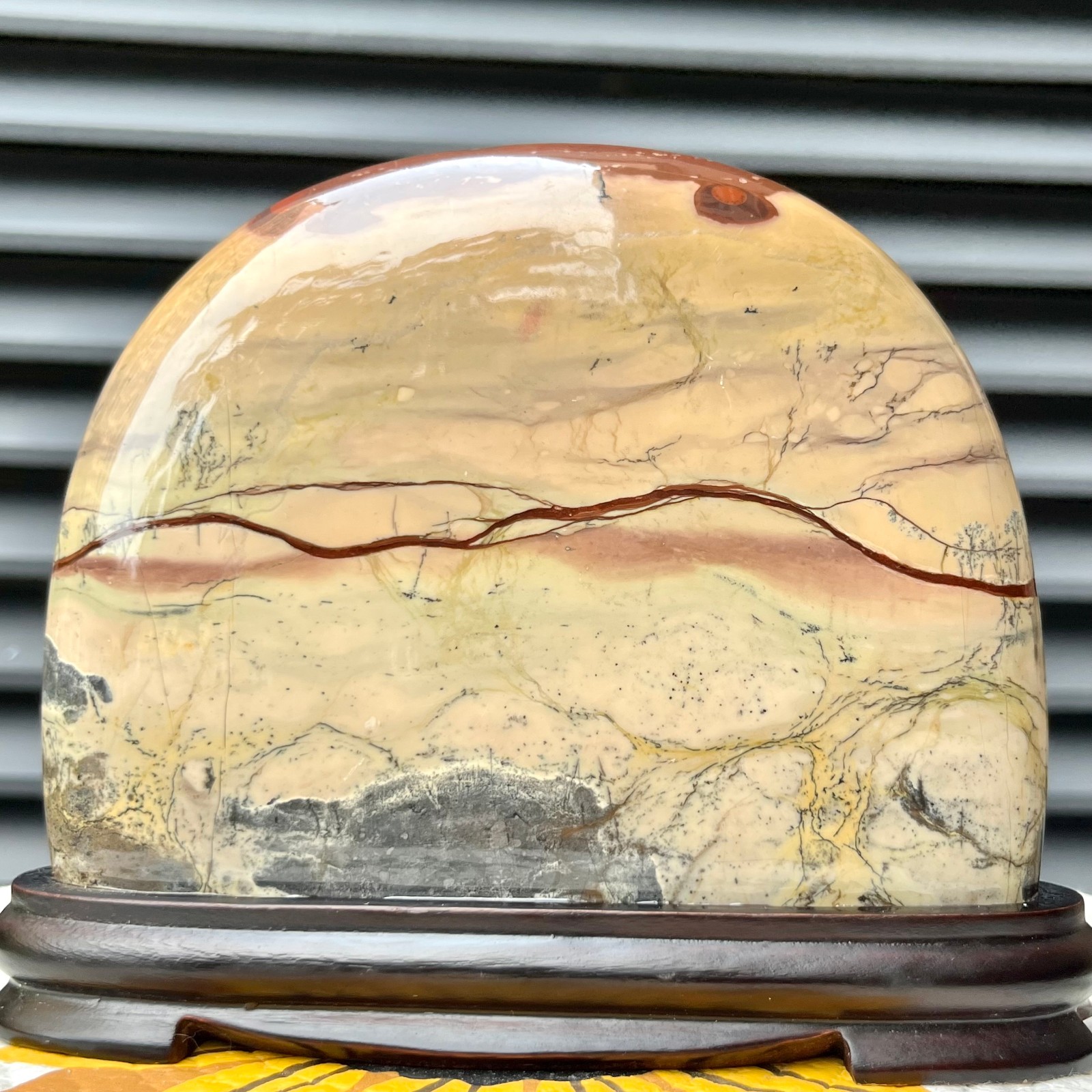 3 lb Natural Picture Stone Polished Arc Landscape Art Decor Christmas Gift