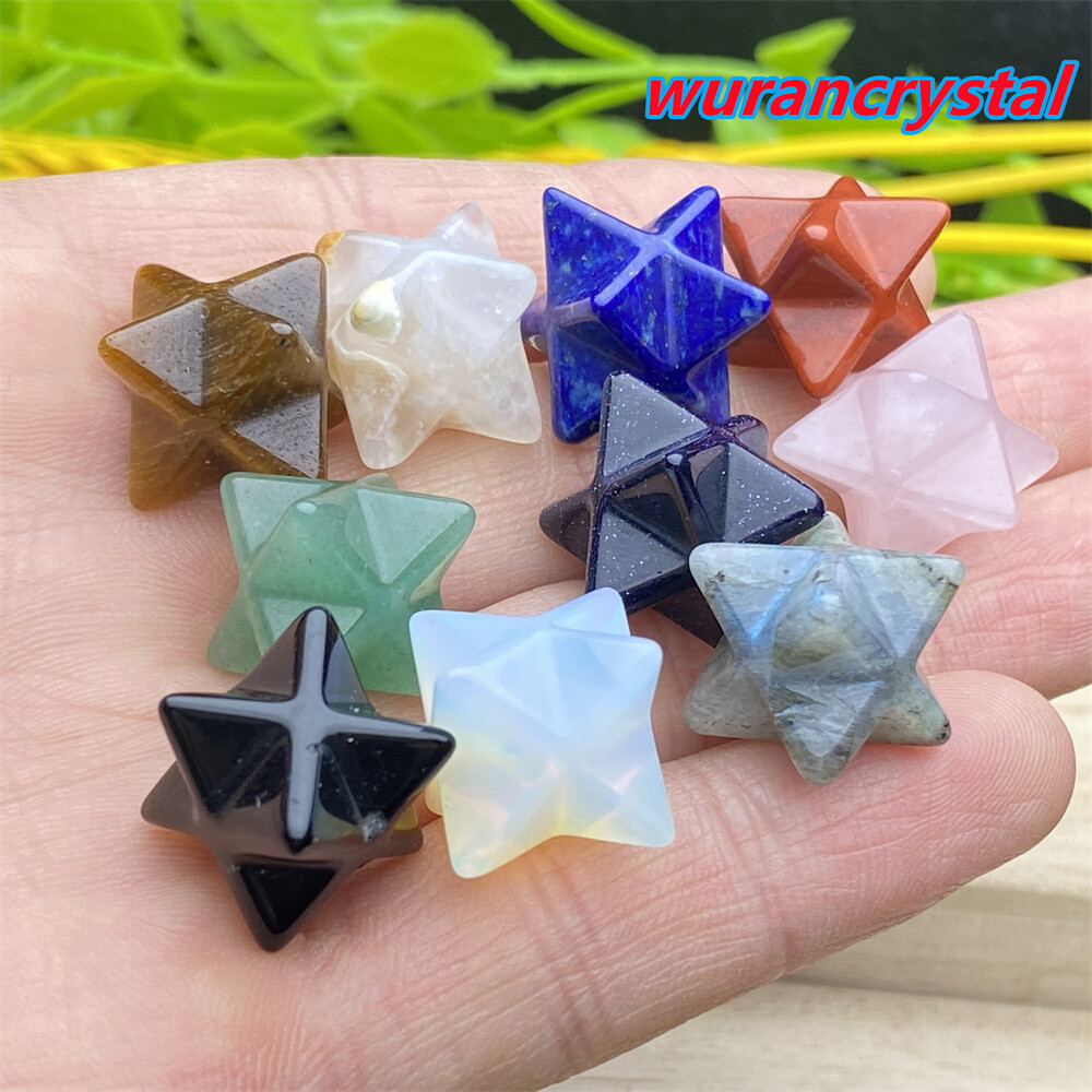 10pcs Mix Quartz crystal skull Mini Merkaba Stars Carved Healing Decoration gift