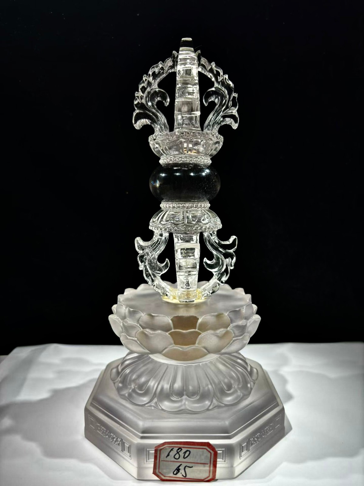 A++ TOP Natural 99% clear quartz carved Energy vajra pestle crystal 180MM