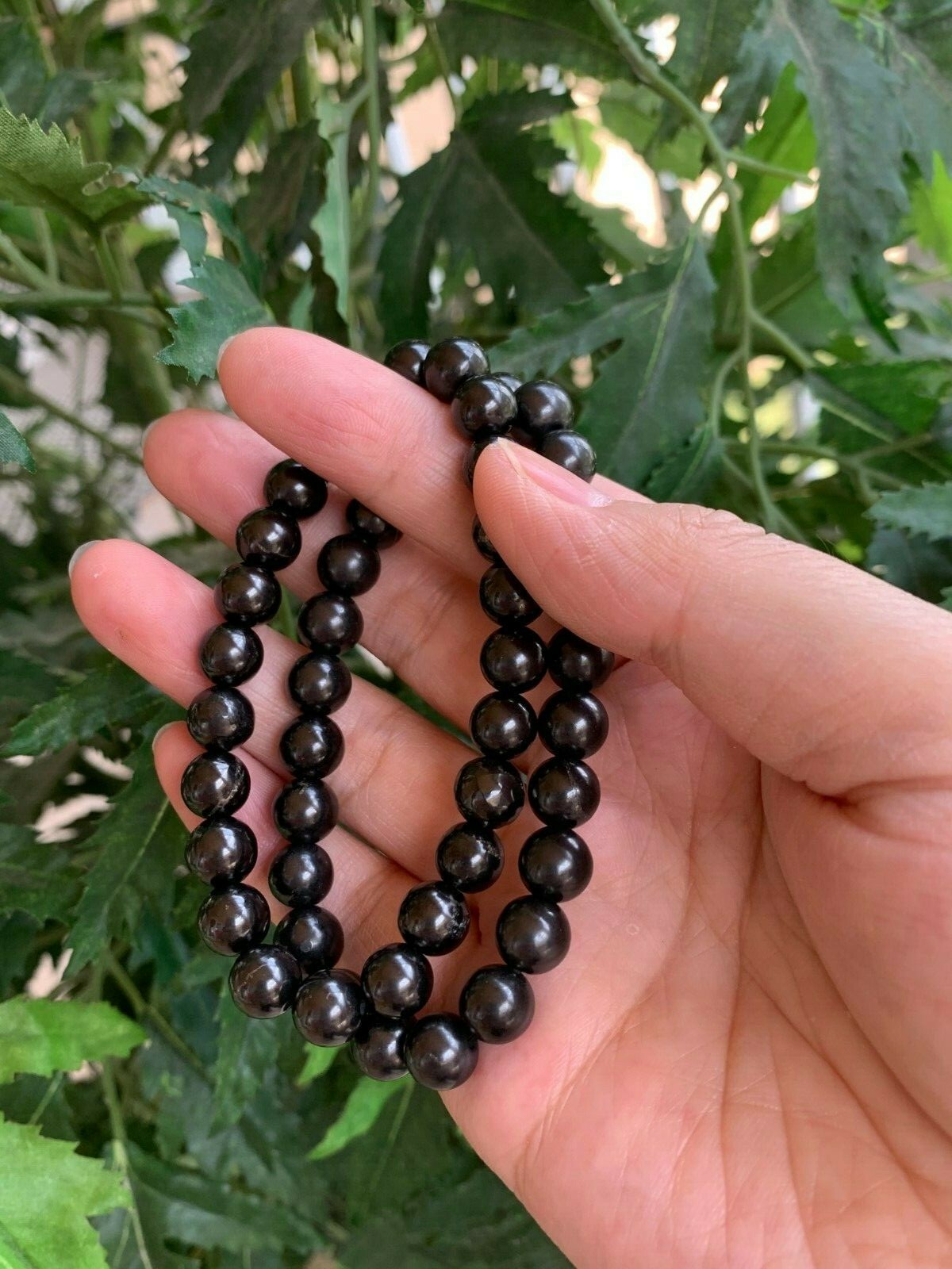 8mm Shungite Bracelet, Shungite Beads, Stretch Bracelet,Radiation EMF Protection