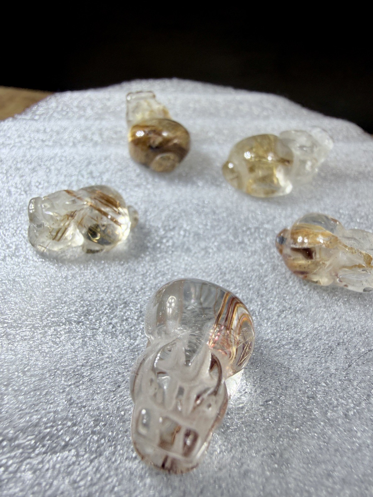 Crystal Golden Rutile Quartz Tiny Pixiu Carving Chinese Feng shui collect Mini