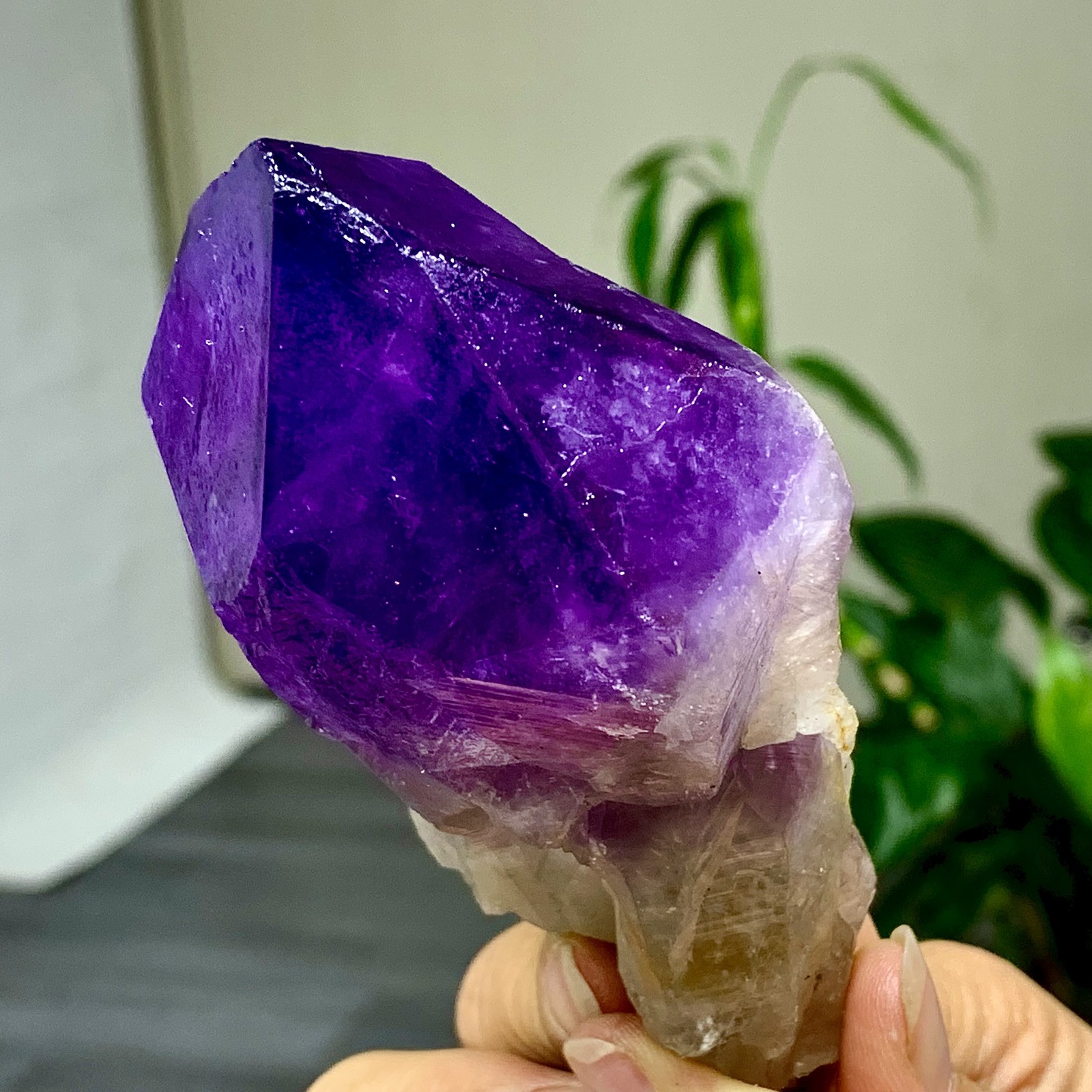 375G Natural Amethyst Quartz Crystal Single-End Terminated Wand Point Healing