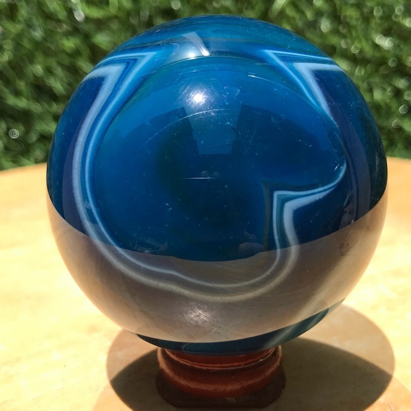290G Rare Blue Agate Quartz Ball Crystal Sphere Mineral Specimen Healing