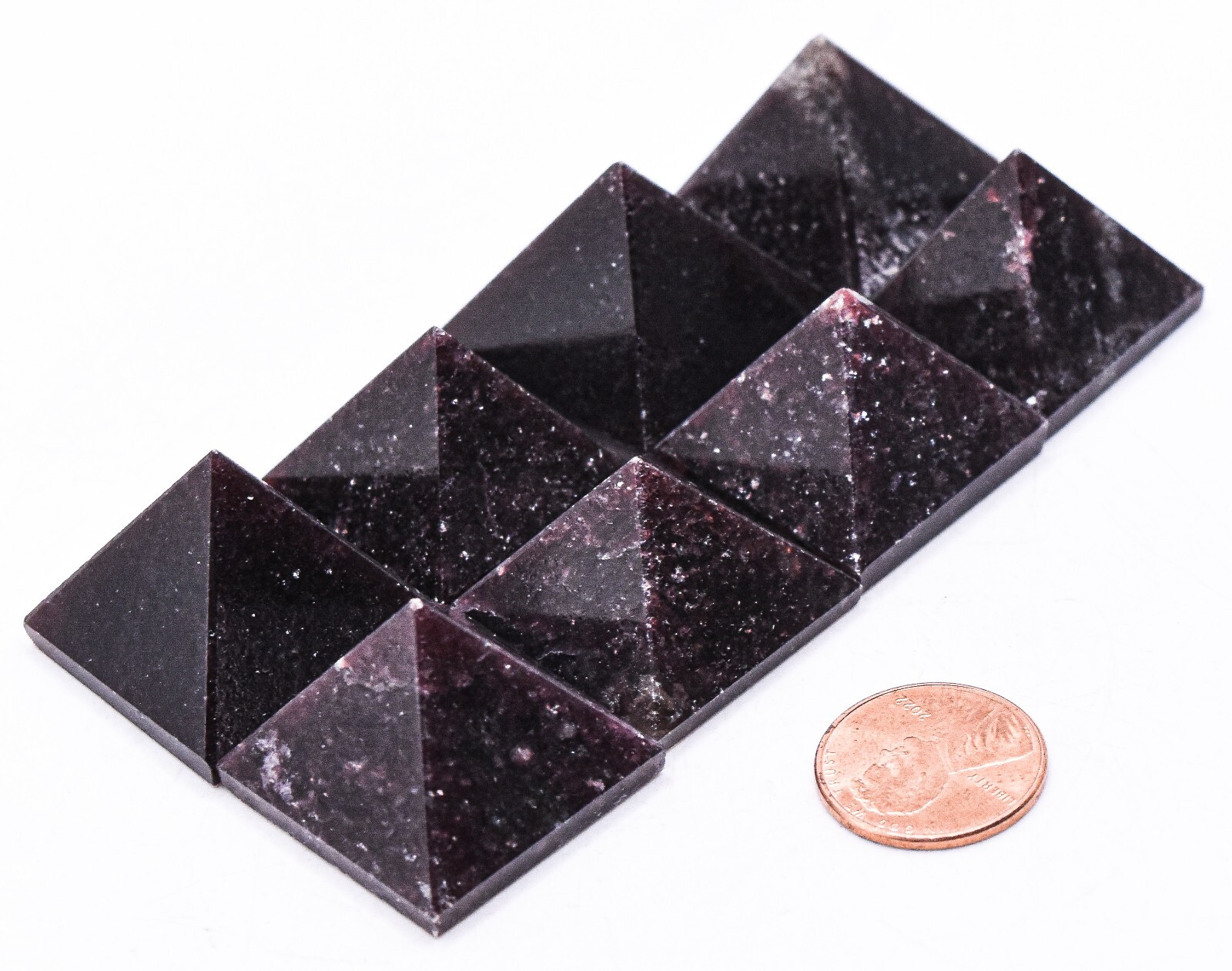 25mm 1PC Dark Deep Purple Lepidolite Pyramid Polished Lithia Mica Mineral Brazil