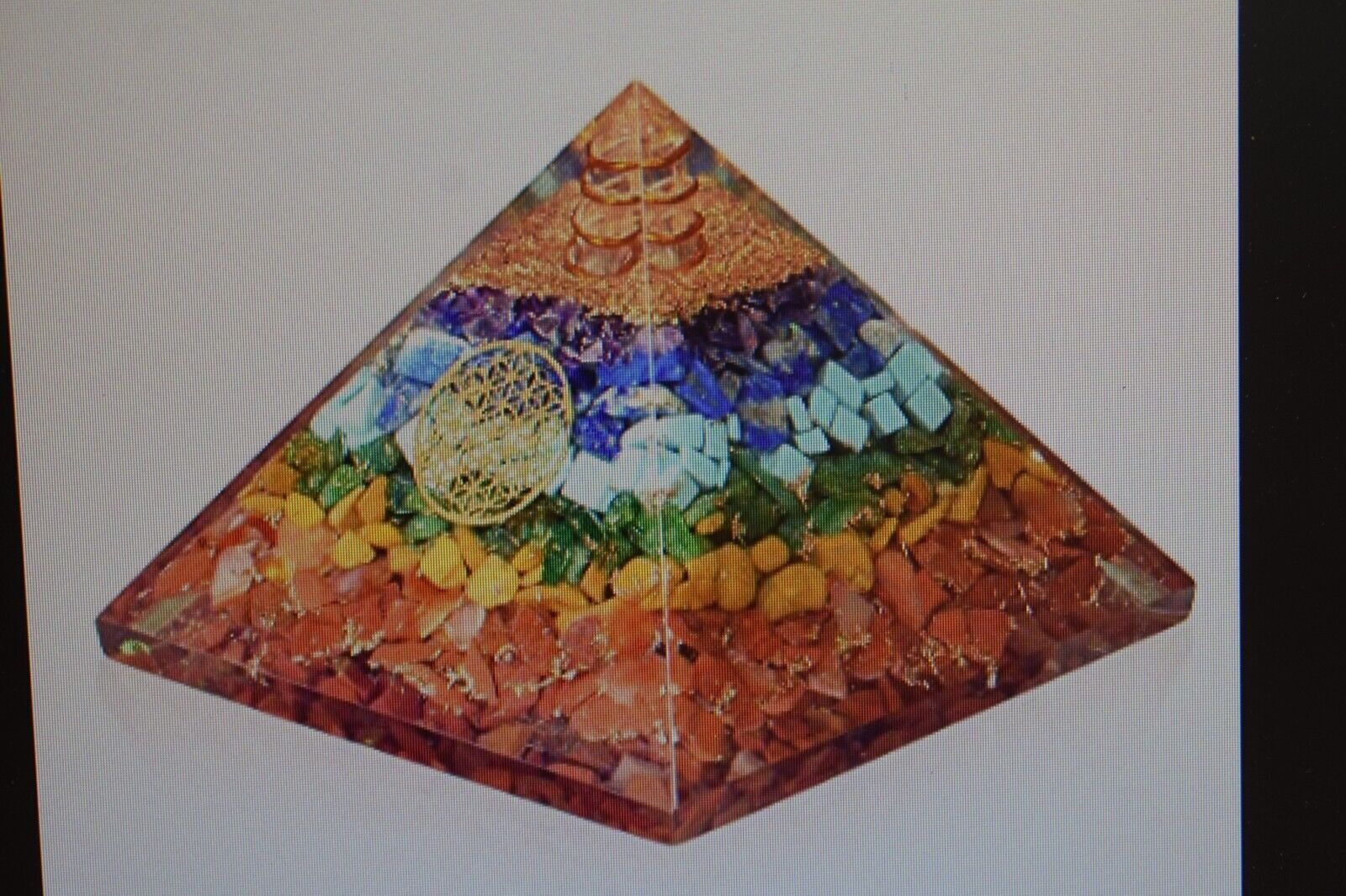 Orgonite Crystal Seven Chakra Pyramid FOL Multicolored 3.5″ Meditation