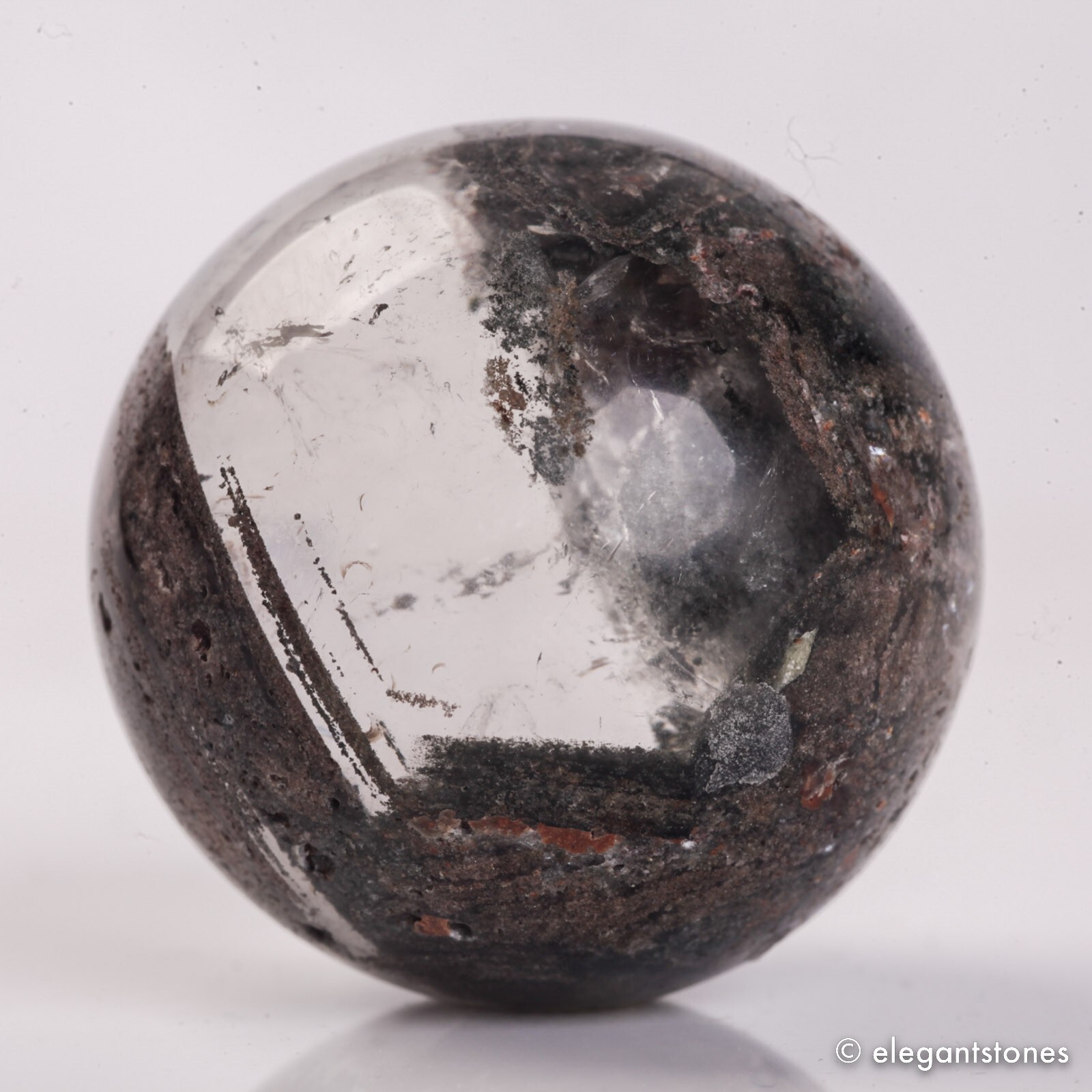 48g33mm Natural Garden/Phantom/Ghost/Lodolite Quartz Crystal Sphere Healing Ball