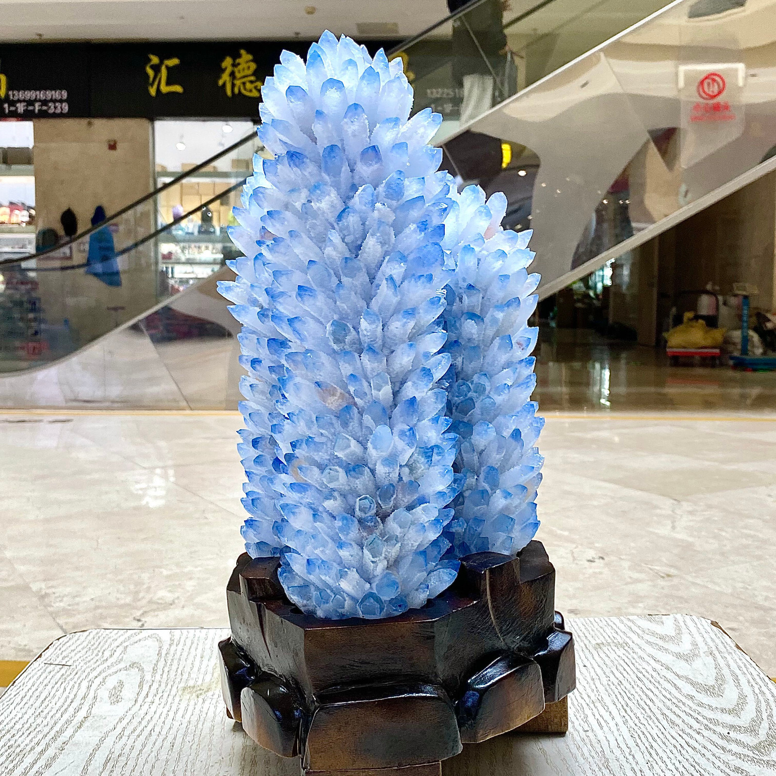 27.95LB eatiful blue Tibetan Ghost phantom Quartz Crystal Cluster Specimen