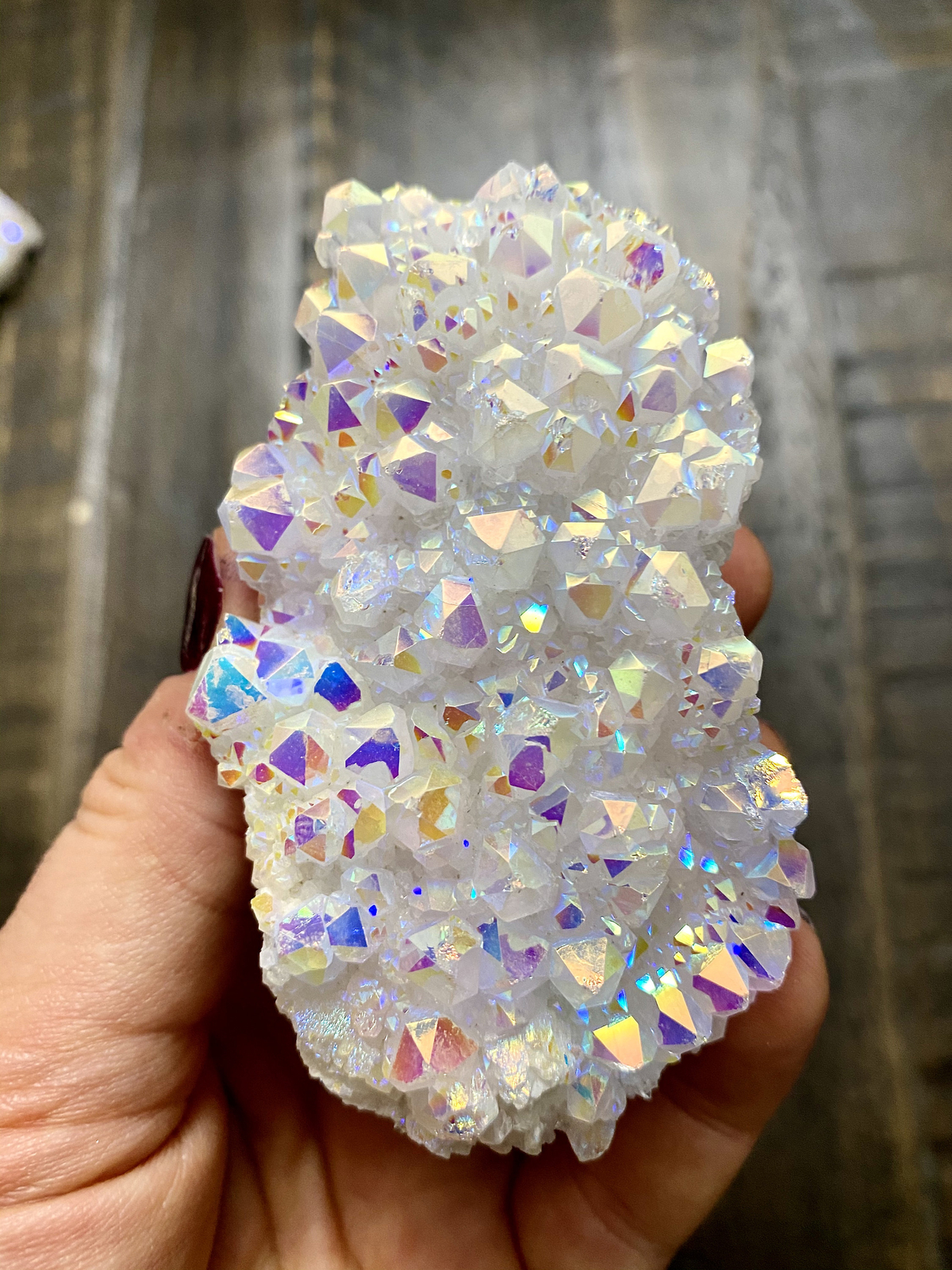 Raw Angel Aura Quartz Crystal Cluster, Natural Angel Aura Quartz from Brazil