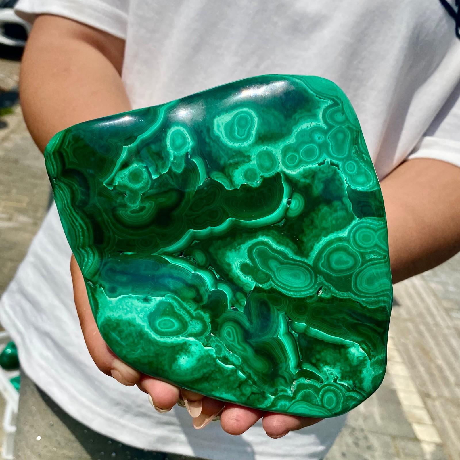 2.73LB Natural glossy Malachite transparent cluster rough mineral sample
