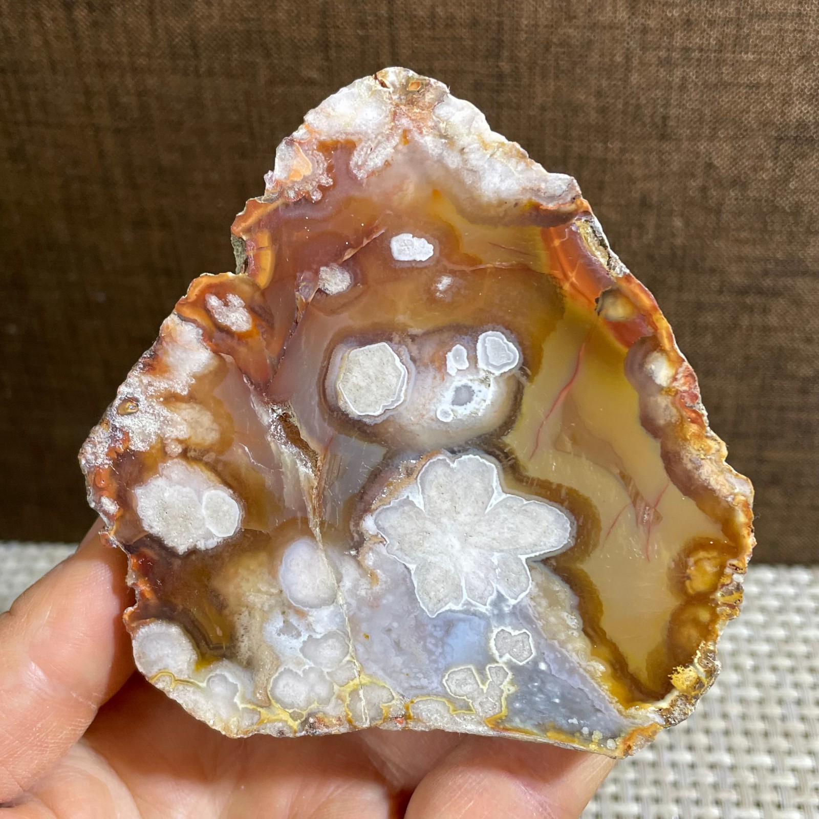 198g atural Sakura Agate Blossom Facet Rough Specimen Madagascar