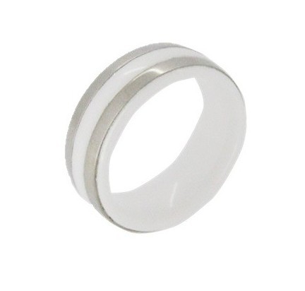 Silver and white ceramic rings Jewelry
