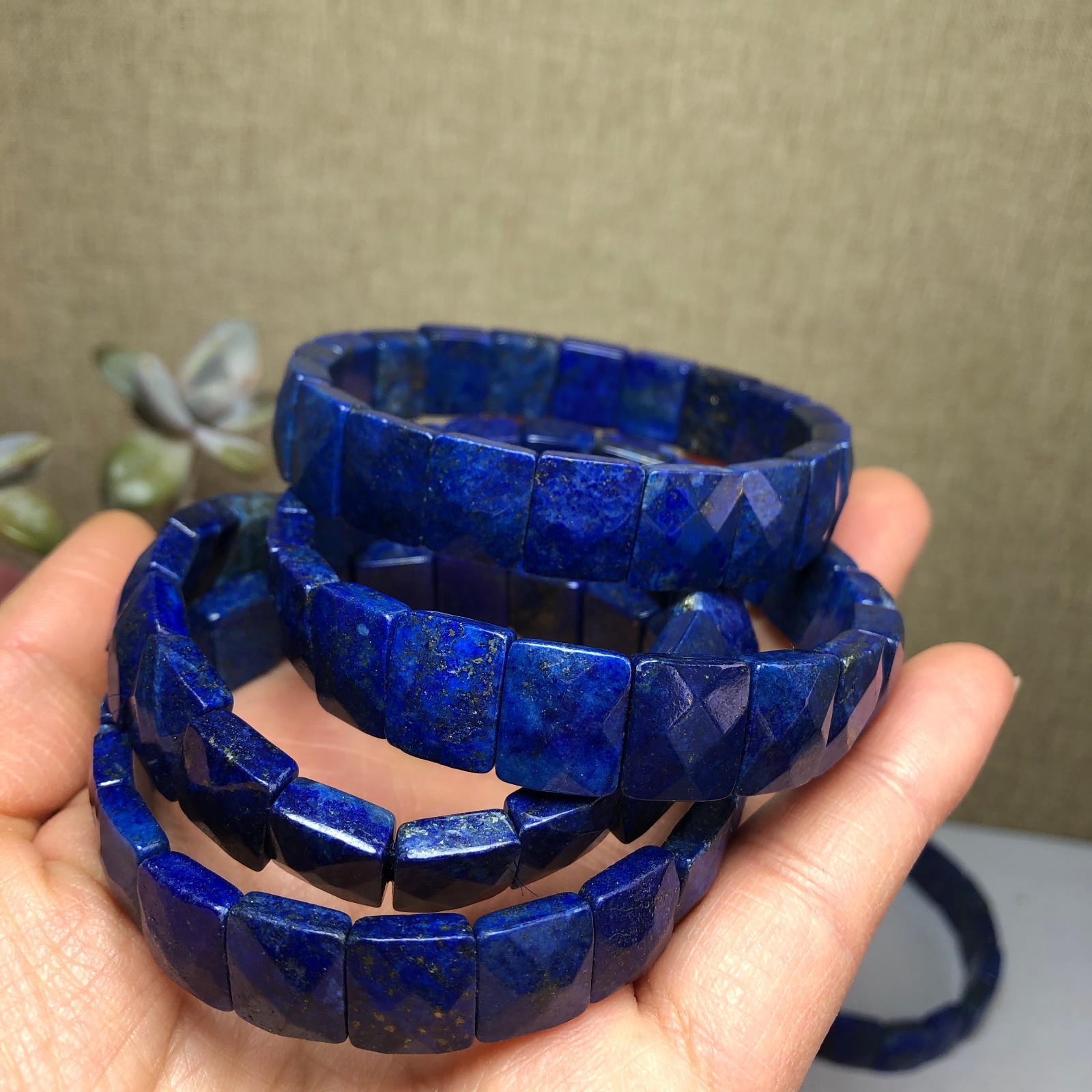 1pcsNatural lapis lazuli Stone Bracelet Brown Gemstone Stretch Bracelet Handmade