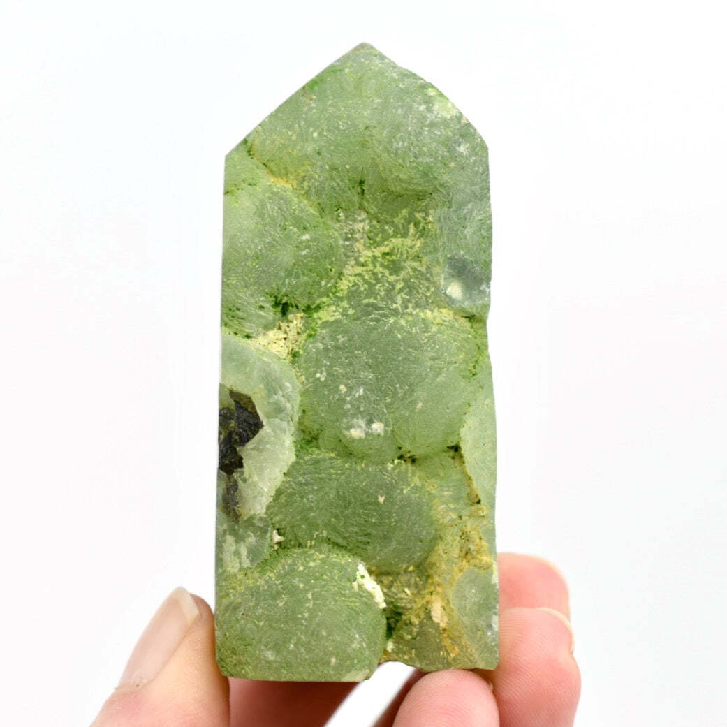 3in 147g Botryoidal Prehnite Epidote Crystal Tower, Namibia