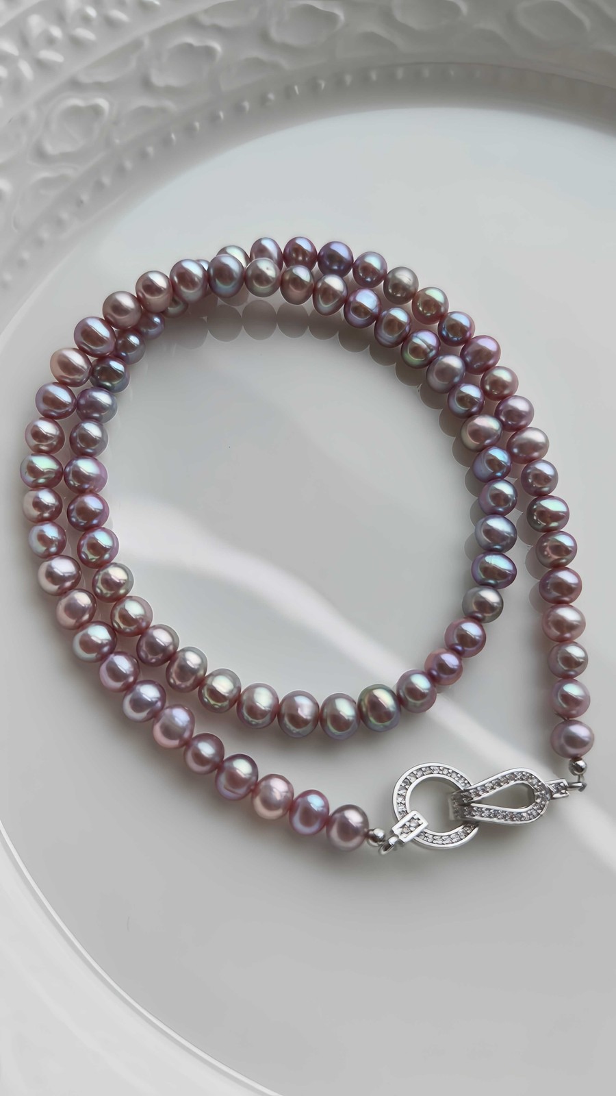 Fairy Purple No-Core Freshwater Pearl Necklace 6mm Natural Oval Near-Round