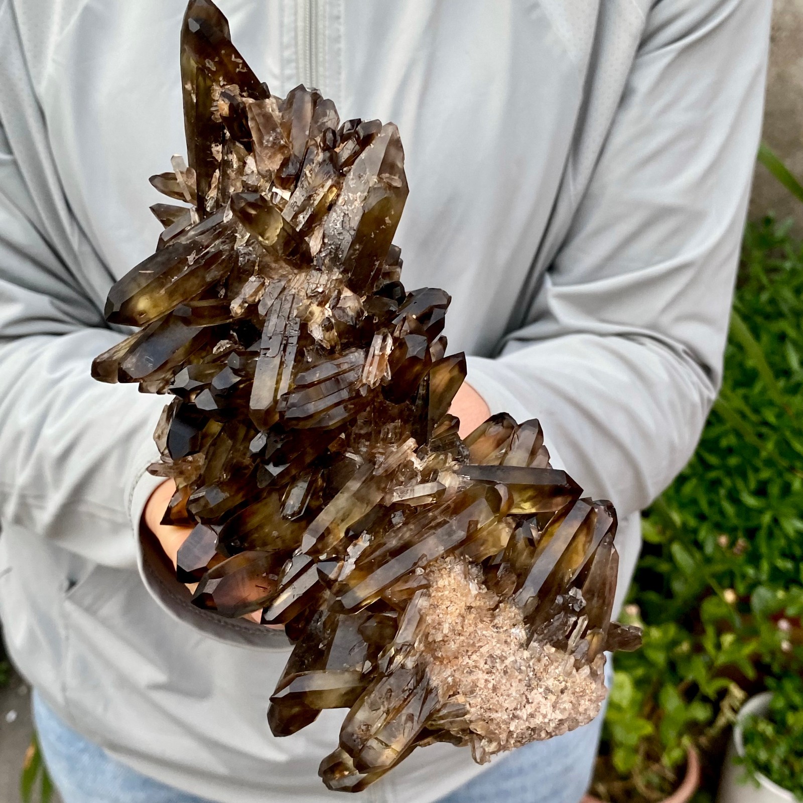 2.2LB Natural Black Smoky Quartz Crystal Cluster Raw Mineral Specimen
