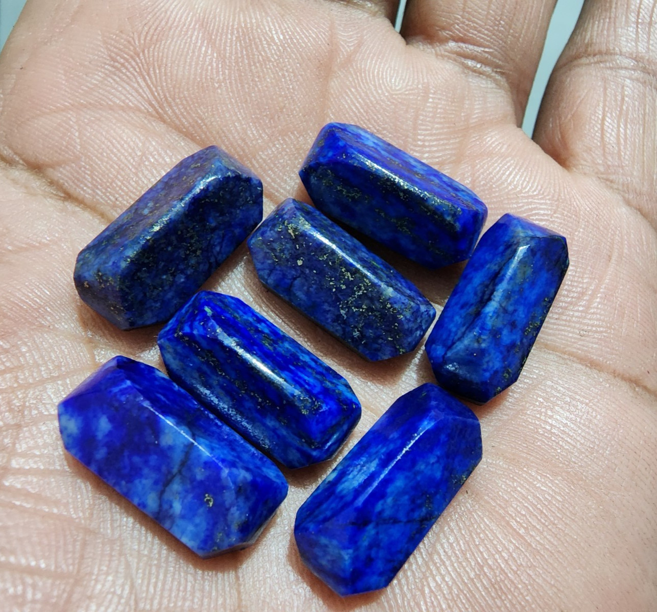 20MM Beautiful Lapis Lazuli Fancy Cabochon 7pcs Blue Stones for Jewelry Projects