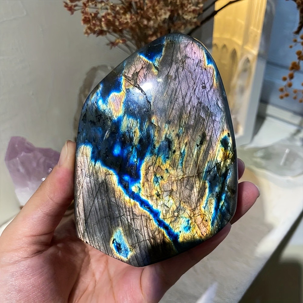 1.1-1.76LB Flash Labradorite Freeform Display Crystal Quartz Healing Decor Gift