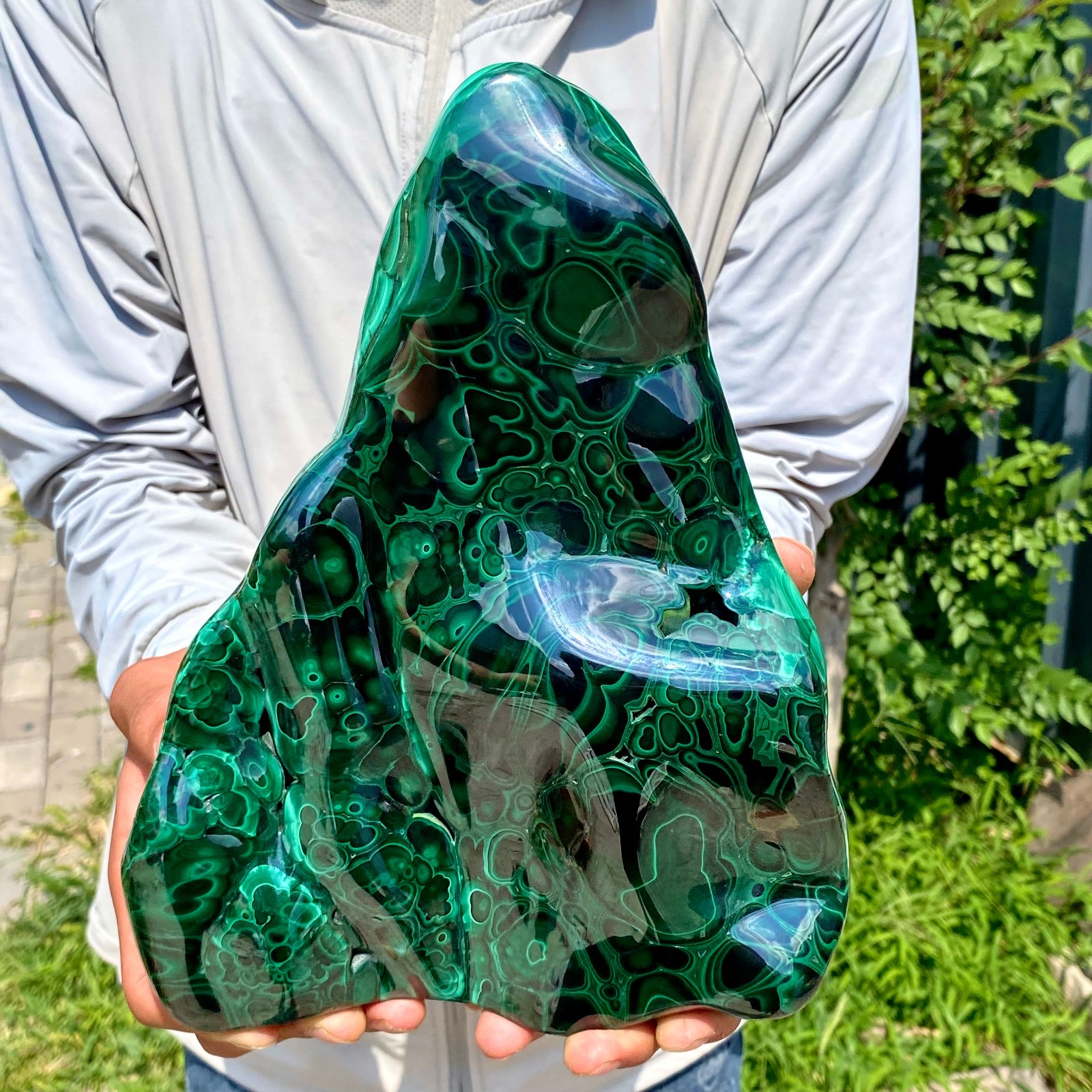 9.25LB Large Natural glossy Malachite transparent cluster rough mineral sample