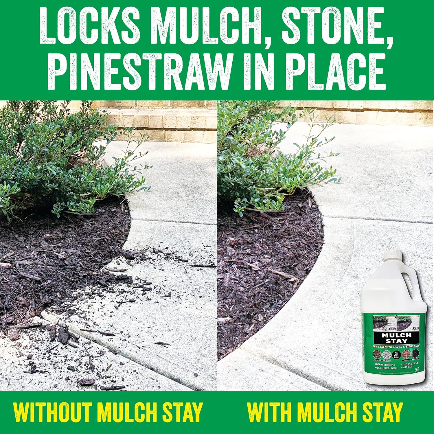 B3C Mulch Stay Landscape Mulch Glue & Stone Adhesive, 1 Gallon | Ready-To-Use, S
