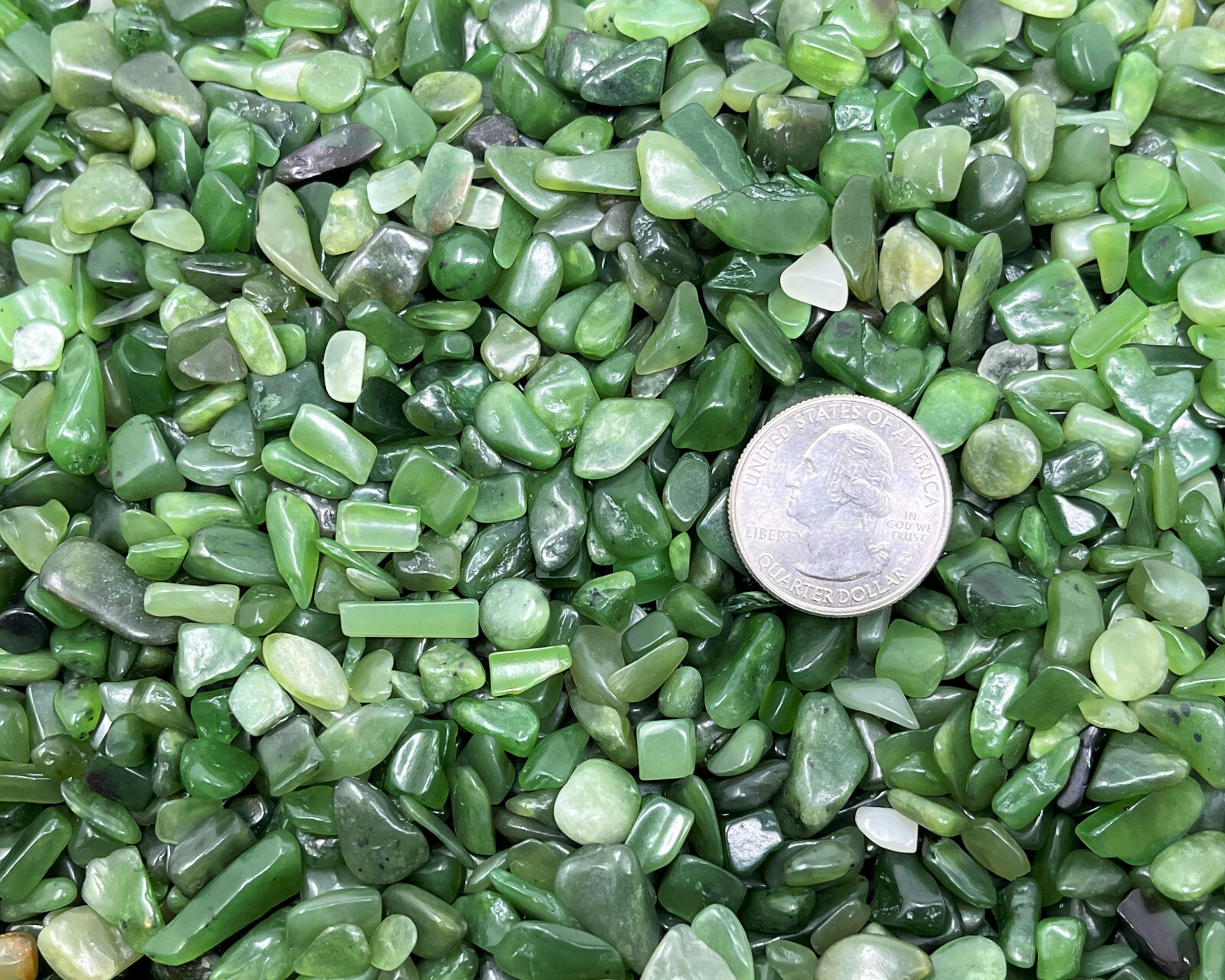 Jade Nephrite Semi Tumbled Gemstone Mini Chips 5-15 mm, ‘A’ Grade Wholesale Lots