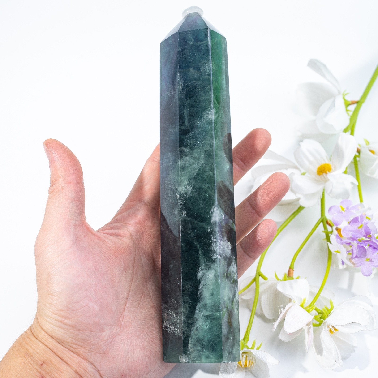 Blue-Green Fluorite Tower | 100% Natural Fluorite | Hand-Carved ｜Natural Quartz