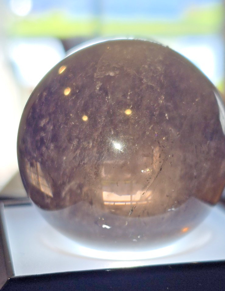 44mm Smoky Quartz Crystal Sphere Natural Smokey Quartz Ball Healing Rainbows