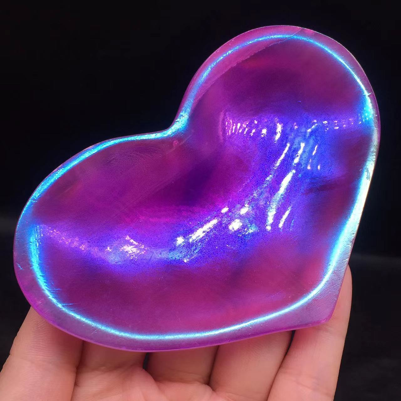 Aura Angel Natural Gypsum Selenite Quartz Heart Shape Bowl Healing Decorate 1Pc