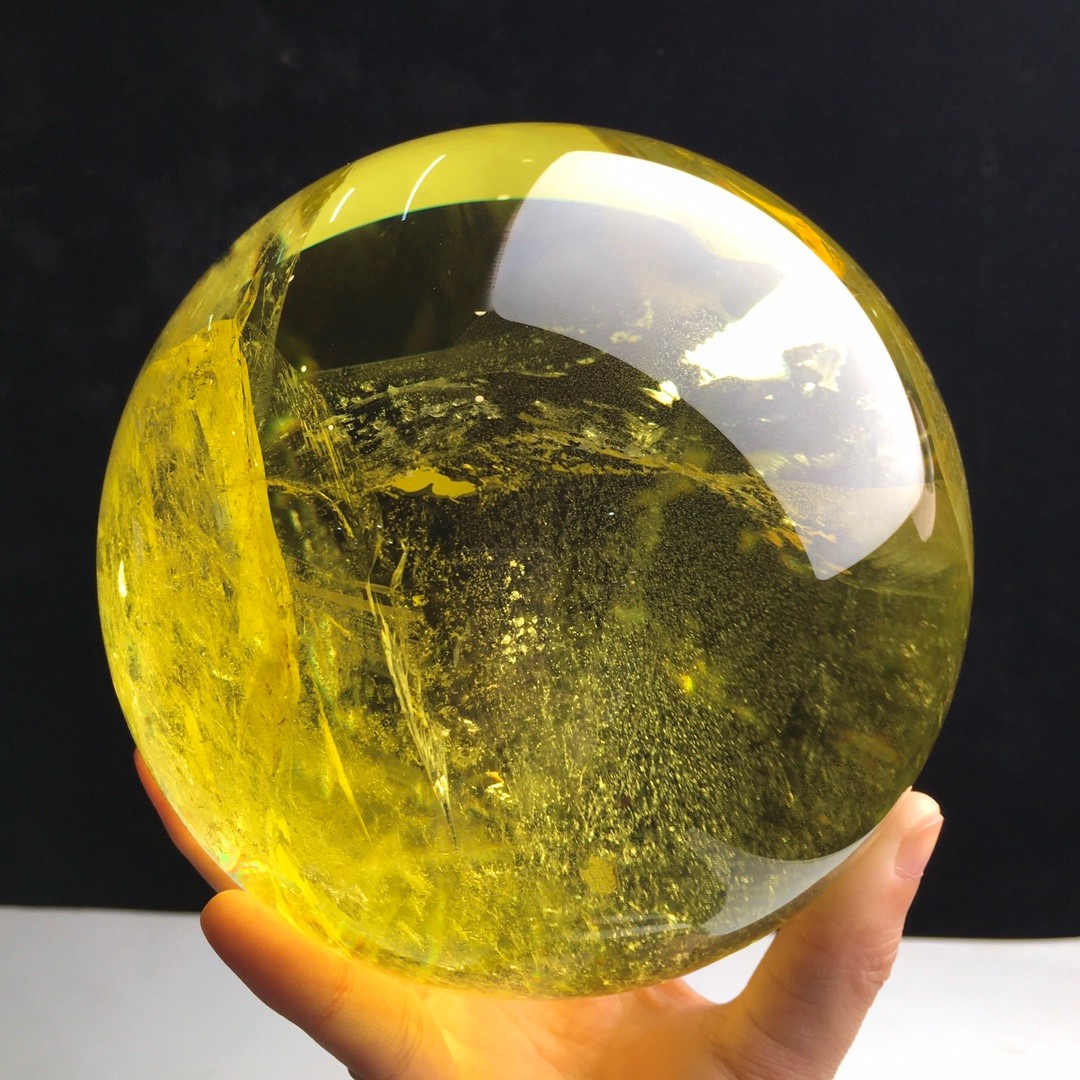 8LB Top Natural Citrine Sphere Quartz Crystals Reiki Ball Gems Decorate Gift