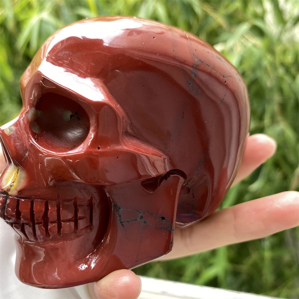 1.3LB 3.7″Natural Mookaite Jasper Skull Statue Crystal Carved Reiki Heal Decor