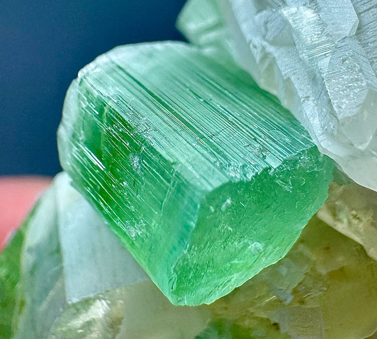 175 Carat Top quality Green Tourmaline Crystals On Quartz From Kunar Afghanistan