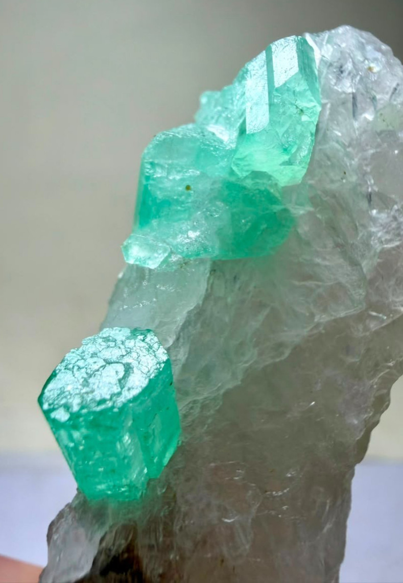 234Ct ,Eye Clean!! Natural Chitral Emerald Crystals on Quartz From KPK Pakistan