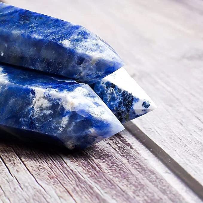 Natural Blue Sodalite Tower Spiritual Quartz Stones Healing Crystal Decoration