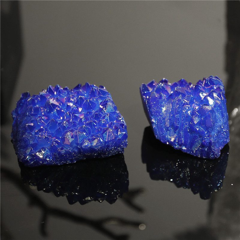 80g Natural Aura Blue Crystal Titanium Rock Stone Cluster VUG Specimens Healing