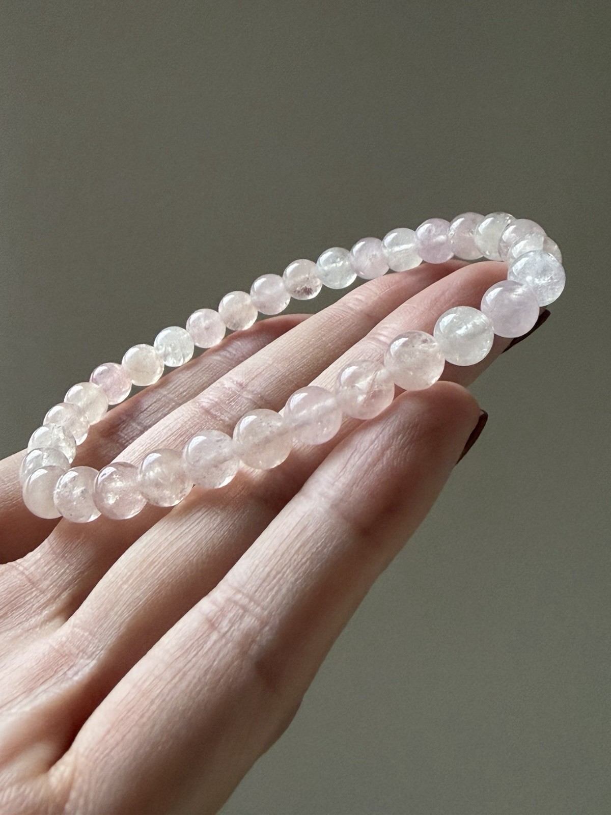 Natural Pastel Mozambique Rose Quartz Bracelet 6.5mm