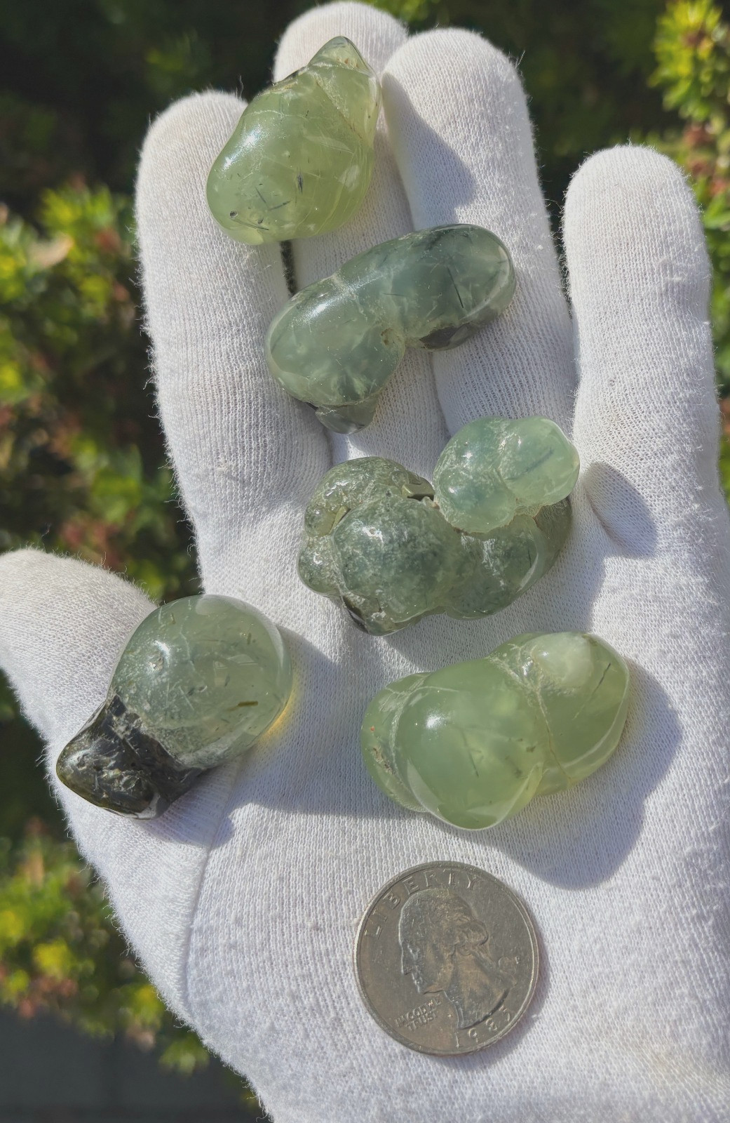USA SALE 120g LOT 5 PREHNITE & EPIDOTE BOTRYOIDAL TUMBLES TUMBLE STONE STONES