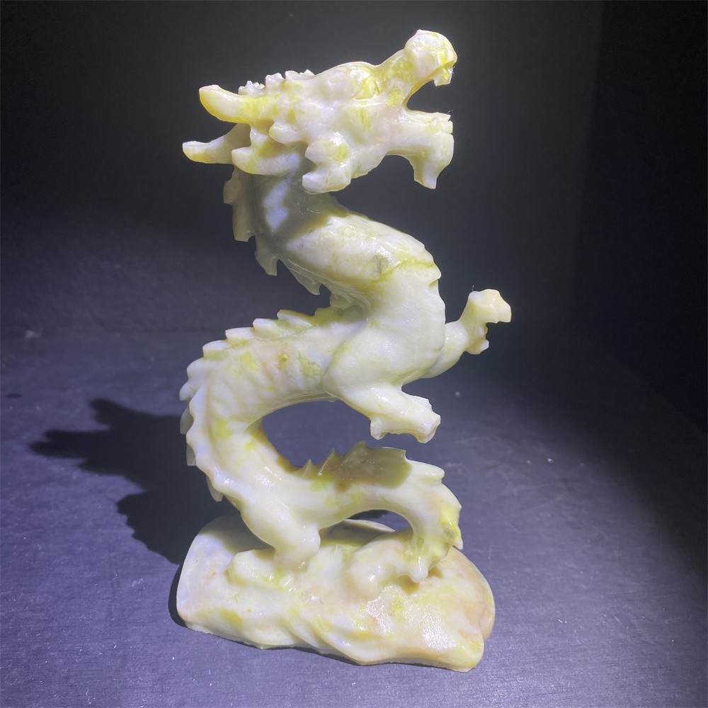 1LB 6.1″Natural Xiuyan Jade Chinese Dragon Statue Crystal Reiki Carving Decor