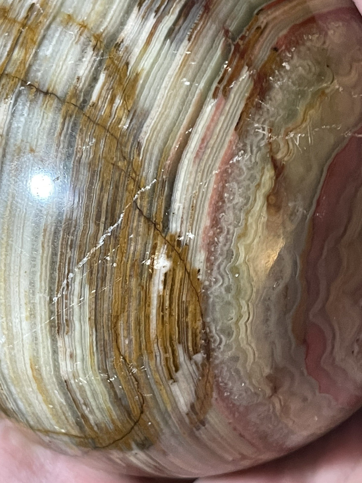 Polished Multicolored Banded Onyx Sphere Educational Specimen *See Photos/Notes*