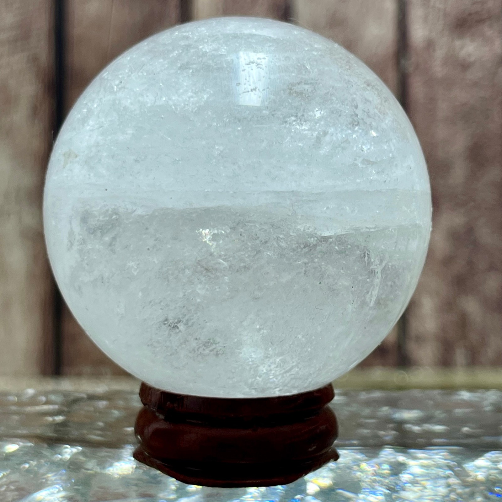 Genuine Clear Quartz Crystal Sphere Ball Polished Stone Feng Shui Wealth 228 g