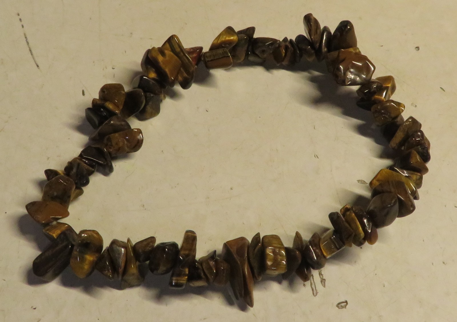 Vintage NATURAL TIGER EYE STONE GEMSTONE STRETCHY CHIP BRACELET Fashion JewelryA