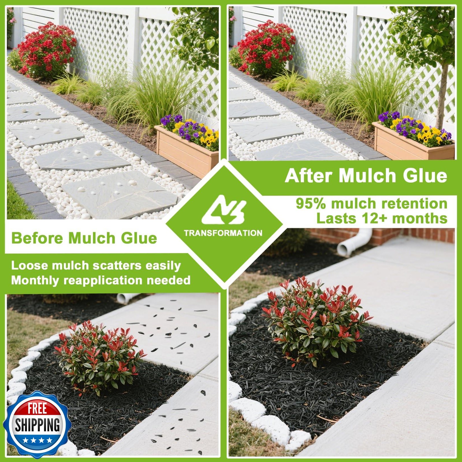 Mulch Glue for Landscaping – 32 OZ Long-Lasting Adhesion Rock Glue for Landsc