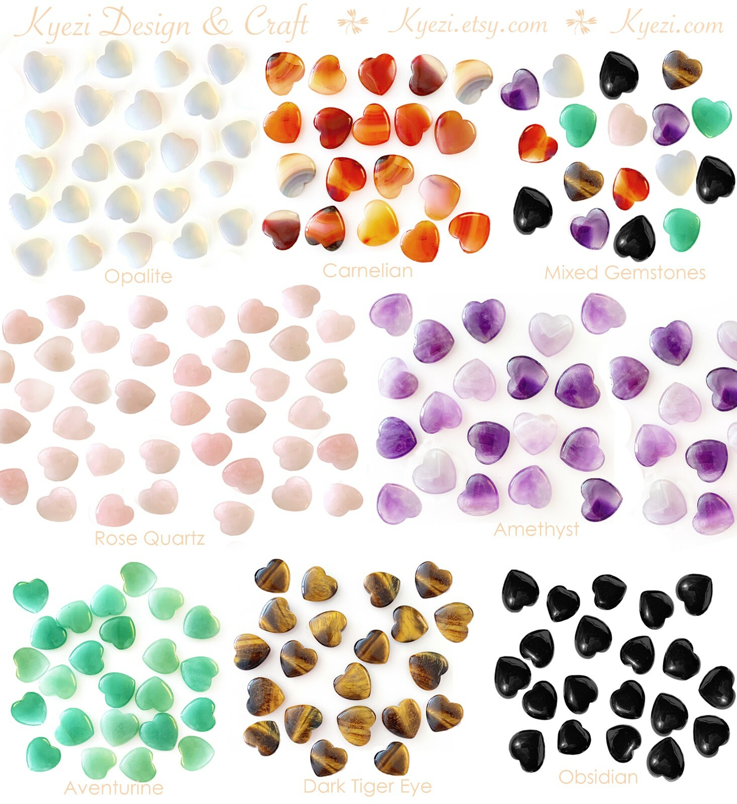 1 – 30pcs 20mm 25mm Natural Healing Crystal Gemstone Heart Stone Chakra Balance