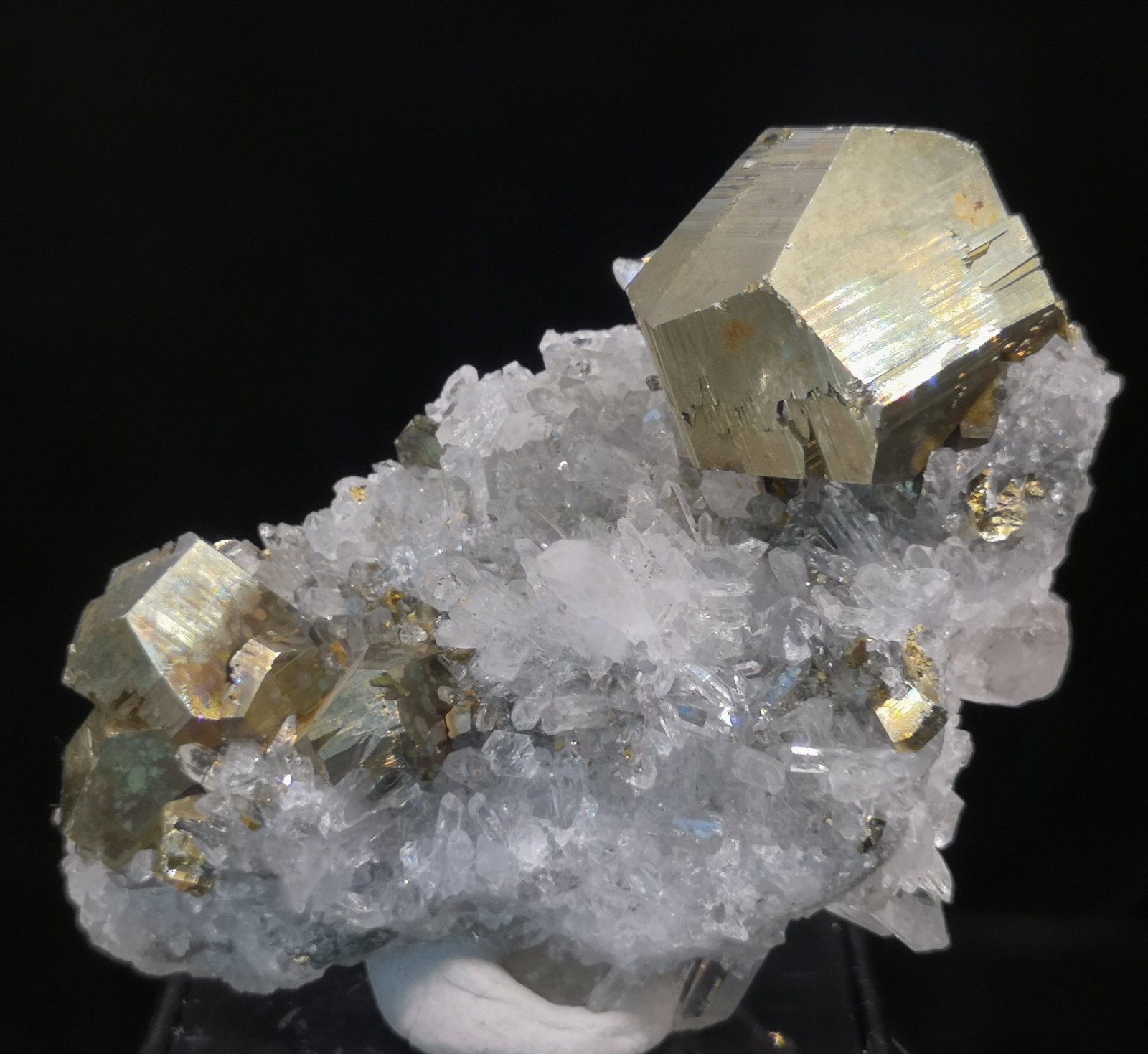 52mm 36g Bright Golden Pyrite with Quartz, Natural Mineral